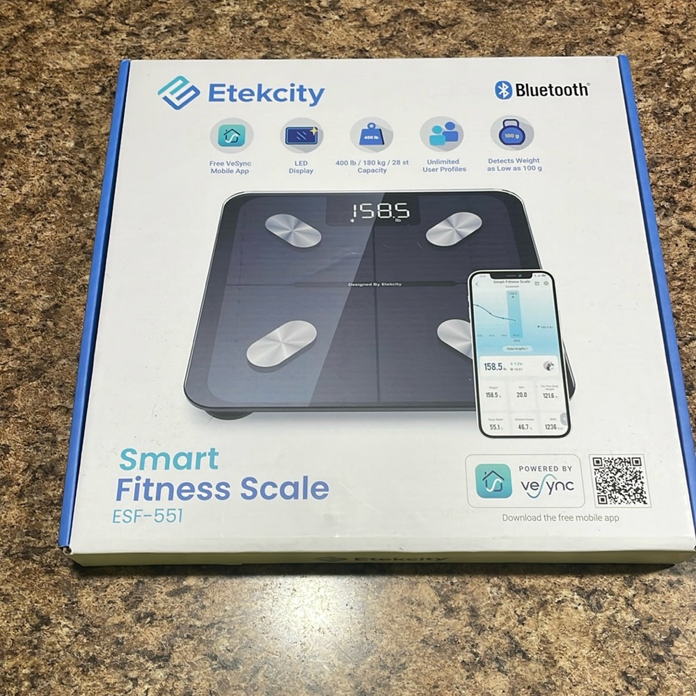NEW NWT NIB ETEKCITY BLUETOOTH SMART FITNESS SCALE WITH MOBILE APP